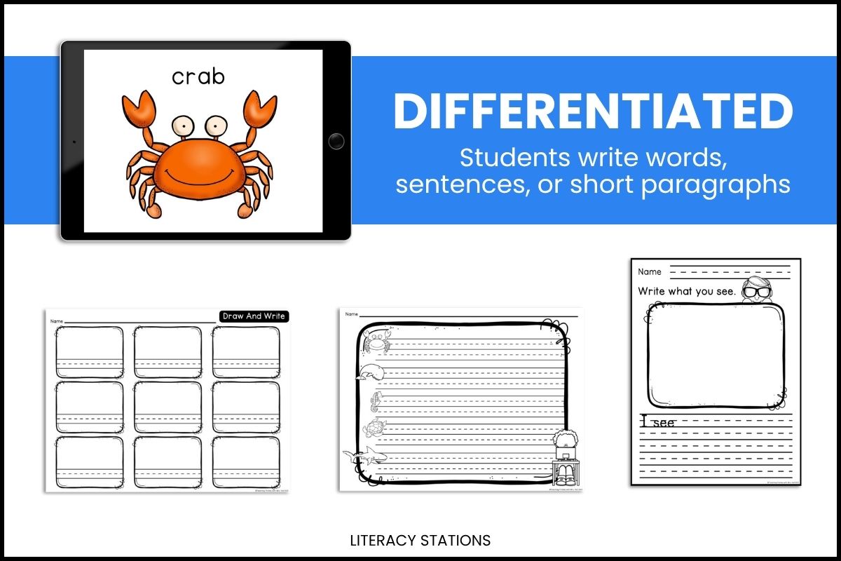 ocean animals writing center