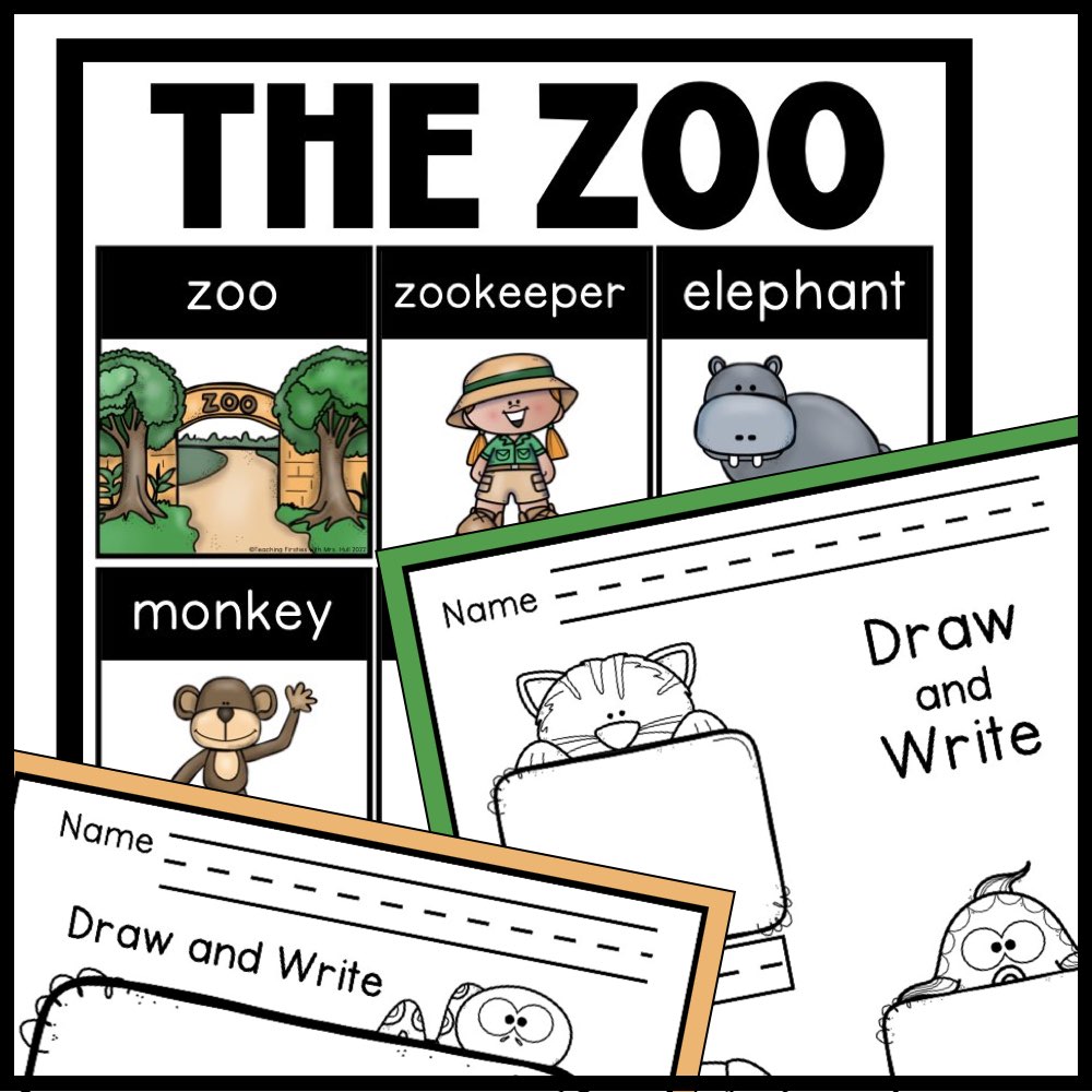 zoo animals writing center