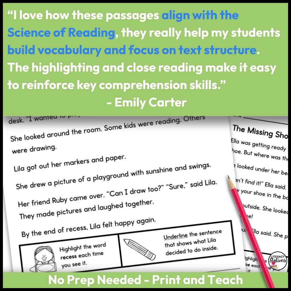 story elements reading passages