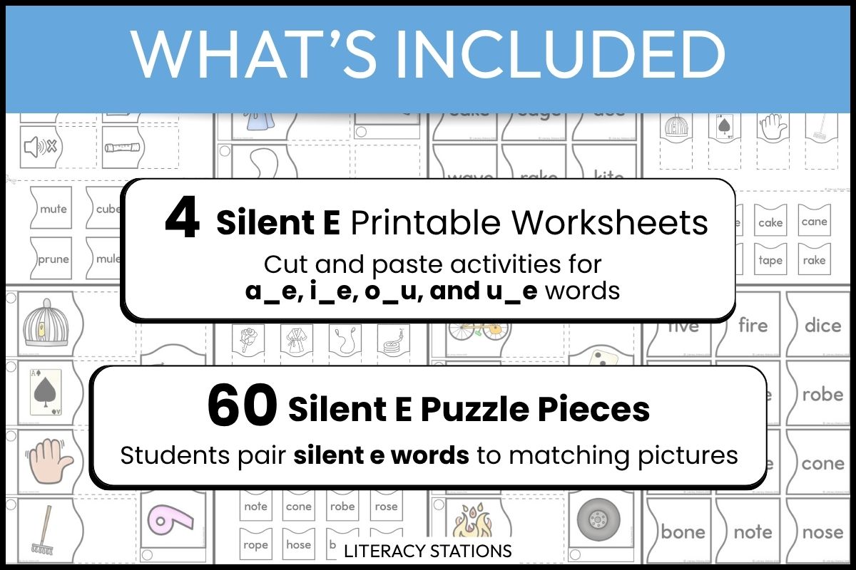 silent e word spelling puzzles